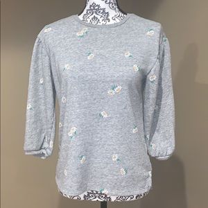 Old Navy 3/4 sleeve floral top gray size XS
